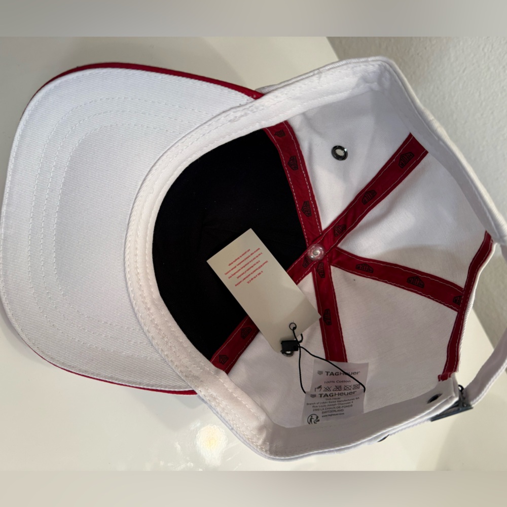 TAG HEUER Watch White Embroidered “HUER” Logo Cap Hat Adjustable Rare New - Picture 4 of 5